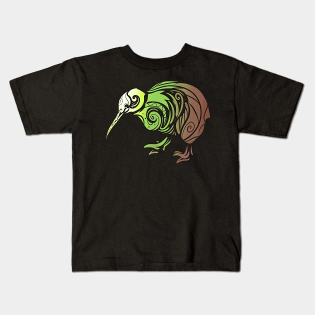 Kiwi Bird Mandala Kids T-Shirt by ChrisselDesigns